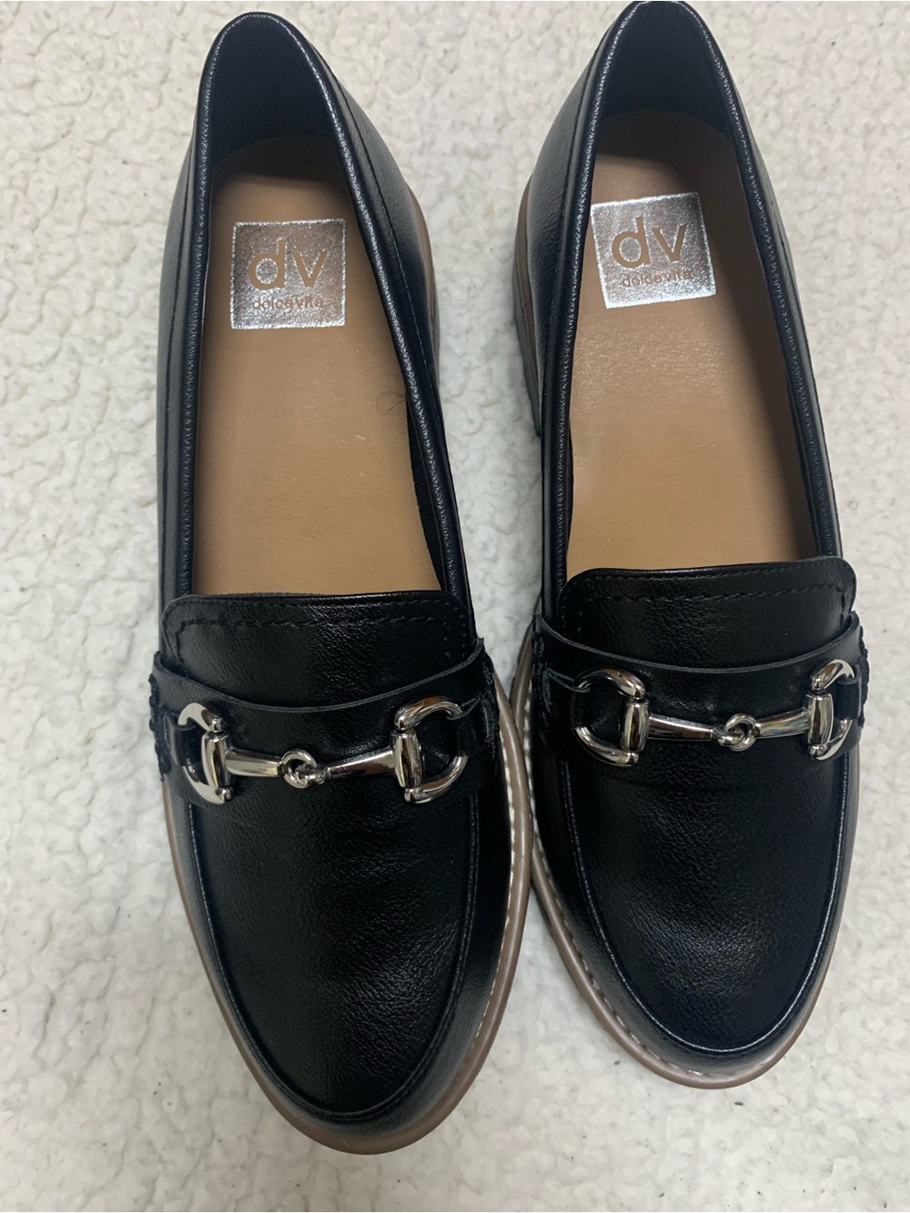 DV by Dolce Vita Black Leather Horsebit Loafers